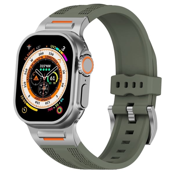 Sports Liquid Silikonrem Apple Watch Series 49mm - 45mm - 44mm - 42mm - Skoggrønn