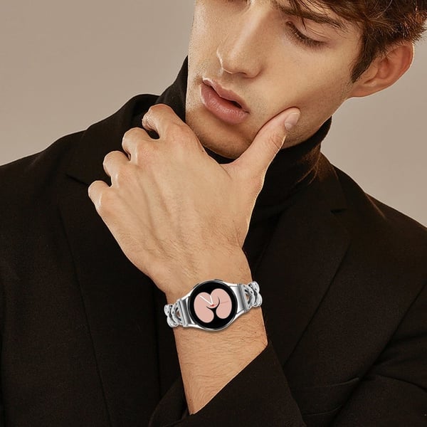 Sinklegert klokkerem med kontakt Samsung Galaxy Watch 5 / Watch4 40mm / 44mm / 45mm / 46mm Twisted Watch Strap - Sølv