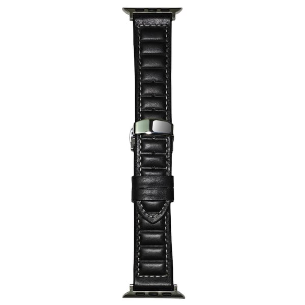 Ekte lærrem i okseskinn Apple Watch Series 49mm - 45mm - 44mm - 42mm - Svart
