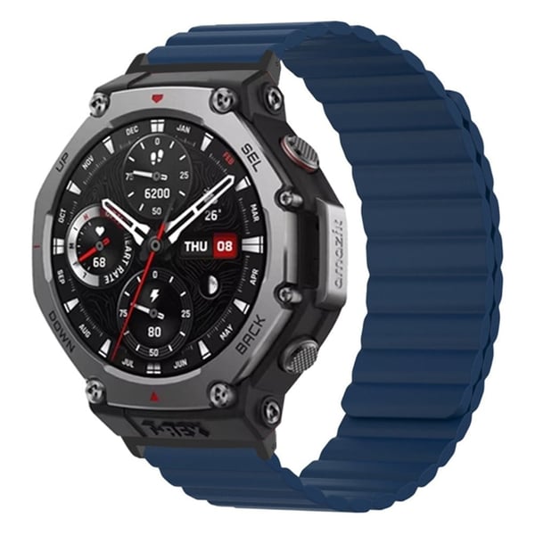 Huami Amazfit T-Rex 3 Justerbar magnetisk silikonarmbånd med kontakt - Mørkeblå