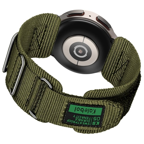 KALEBOL Huawei Watch GT 3 42mm / GT 3 Pro 43mm 3-rengas nailonhihna Universal 20mm kellonauha - Armeijan Vihreä
