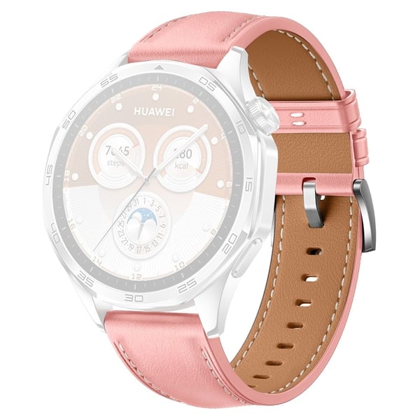 Huawei Watch GT 5 46mm / GT 5 Pro 46mm / GT 4 46mm Udskiftningsrem 22mm Ægte okselæder urrem - Lyserød