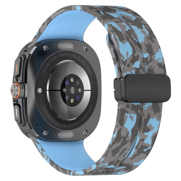 Samsung Galaxy Watch Ultra 47mm Klockarmband Camouflage-mönster Silikonarmband med Magnetiskt Spänne - Cyan