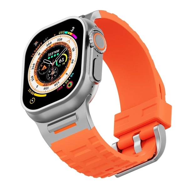 Flytende silikonrem Apple Watch Series 49mm - 45mm - 44mm - 42mm - Oransje