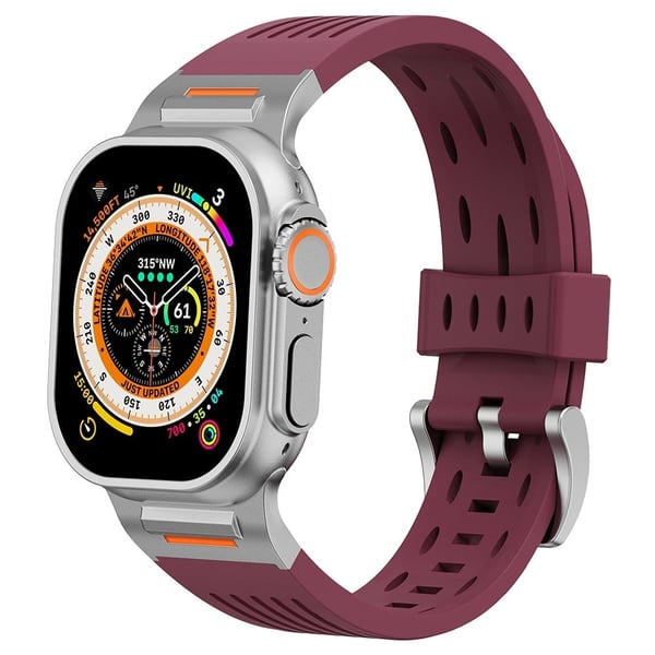 Flere hull klokkerem Apple Watch Series 49mm - 45mm - 44mm - 42mm - Vinrød