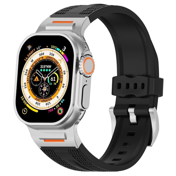 Sports Liquid Silikonrem Apple Watch Series 49mm - 45mm - 44mm - 42mm - Svart