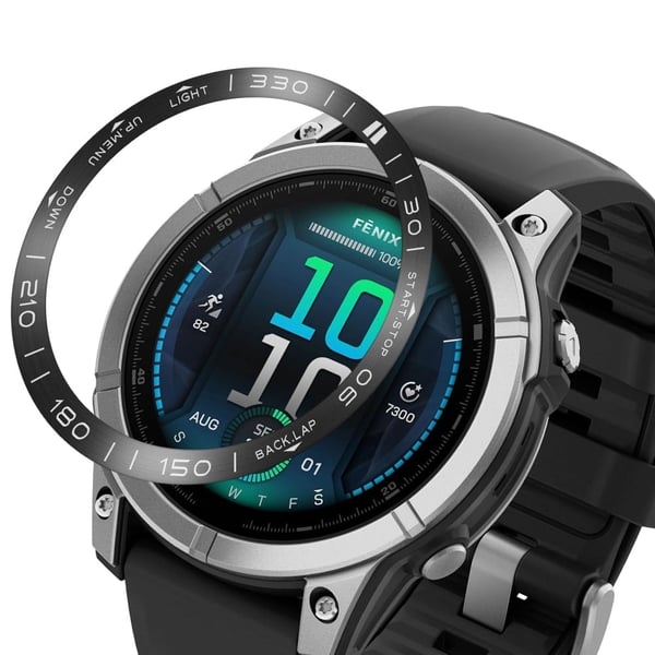 Garmin Fenix 8 47mm Kehysrengas Metalli Kehys Styling Kellon Dial Circle - Musta / Musta