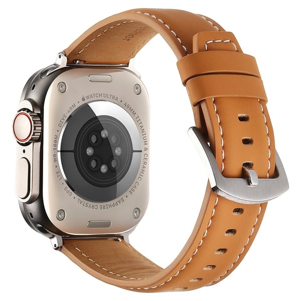 Rem Apple Watch Series 41mm - 40mm - 38mm Ægte okselæderrem - Lysebrun Rem Apple Watch Series 41mm - 40mm - 38mm Ægte okselæderrem - Lysebrun