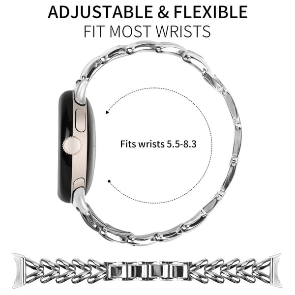 Sinklegert klokkerem Google Pixel Watch 3 41mm / Pixel Watch 2 / Pixel Watch Twisted Metal Watch Strap Replacement - Sølv