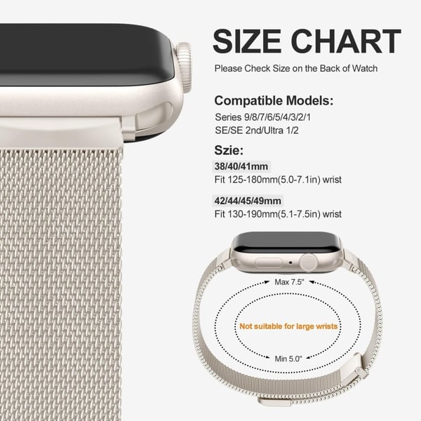 Apple Watch Series 49mm - 45mm - 44mm - 42mm Metal Strap Watchband - Stjernelys