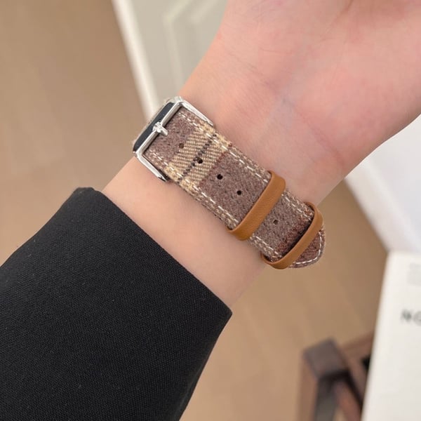 Ull + lærrem Apple Watch Series 41mm - 40mm - 38mm - Lys Kaffe