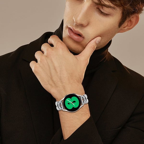Sinklegert klokkerem Samsung Galaxy Watch4 44mm / 40mm Twisted Metal Watch Strap Replacement - Sølv