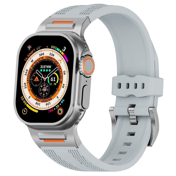 Sports Liquid Silikonrem Apple Watch Series 49mm - 45mm - 44mm - 42mm - Overskyet Grå
