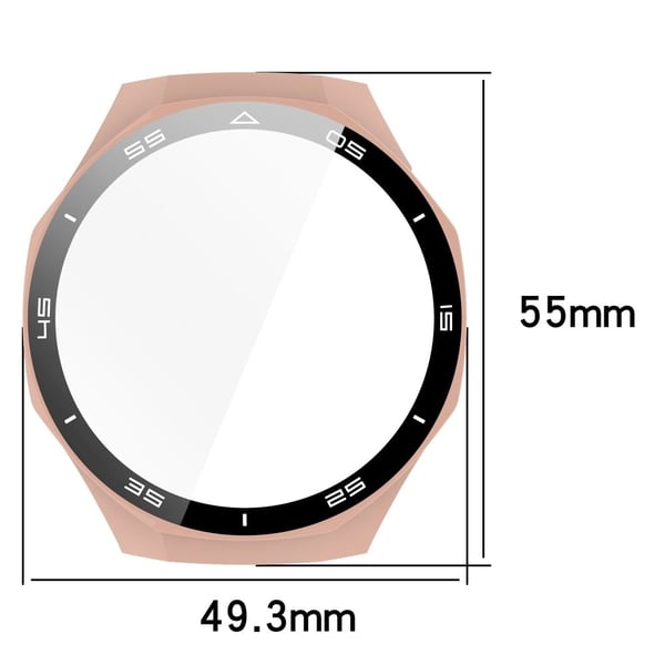 Huawei Watch GT 5 Pro 46 mm støtsikkert deksel skala-designdeksel med skjermfilm av herdet glass - Rose Gull