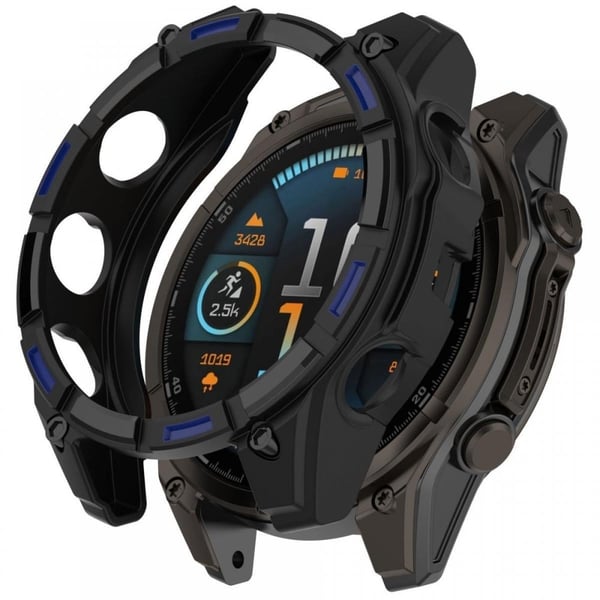 Garmin Fenix 8 43mm Fleksibel urkasse Anti-ridse Hollow Watch Frame Cover - Sort + Blå
