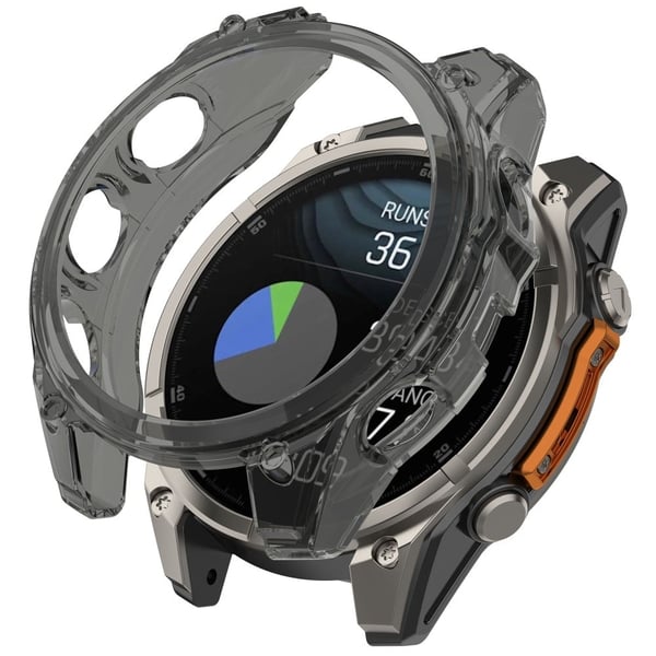 Garmin Fenix 8 51 mm klokkeveske med halvveis innpakket, fleksibelt beskyttelsesdeksel - Gjennomsiktig Svart