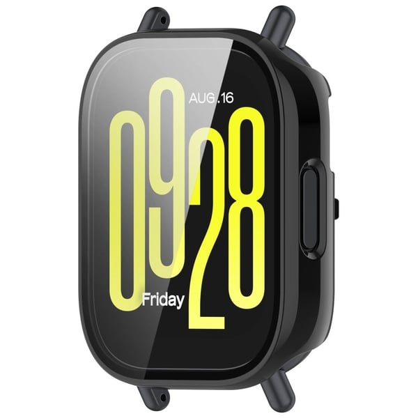 Xiaomi Redmi Watch 5 Active Støtbestandig deksel Klokkeramme-etui med herdet glassskjermfilm - Svart
