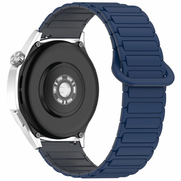 Huawei Watch GT 5 Pro 46mm / GT 5 46mm / Watch 4 / Samsung Galaxy Watch3 45mm Silicone Band 22mm Magnetisk Watch Strap - Midnatsblå / Grå