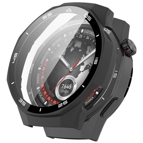 Huawei Watch GT 5 Pro 46 mm støtsikkert deksel skala-designdeksel med skjermfilm av herdet glass - Svart