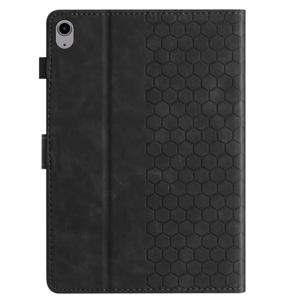 Lenovo Tab P11-etui Honeycomb-trykt lærdeksel til nettbrett med kortspor - Svart
