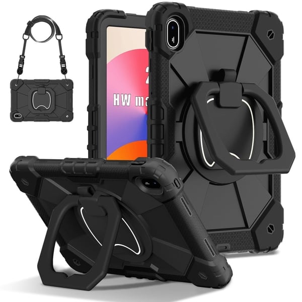Huawei MatePad SE 11 Kickstand-etui Silikon + støtbestandig nettbrettdeksel - Svart / Svart