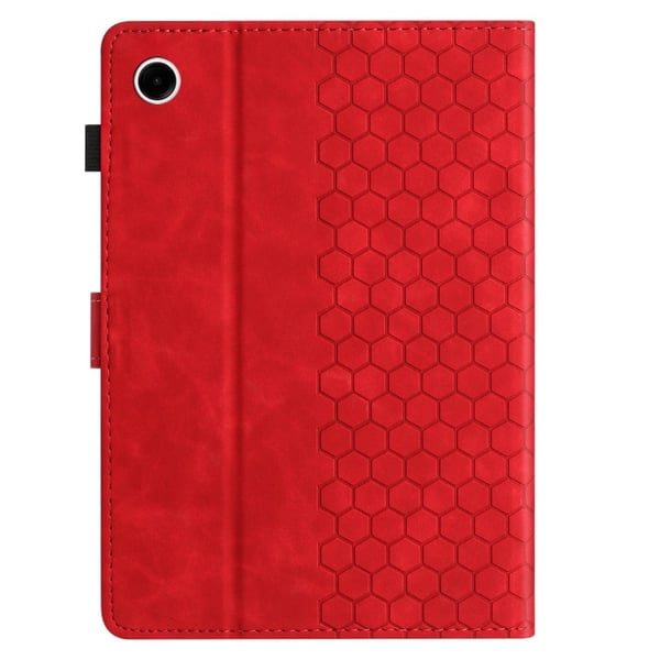 Samsung Galaxy Tab A8 10.5 (2022) / (2021) Etui Honeycomb-trykt lærdeksel til nettbrett med kortspor - Rød
