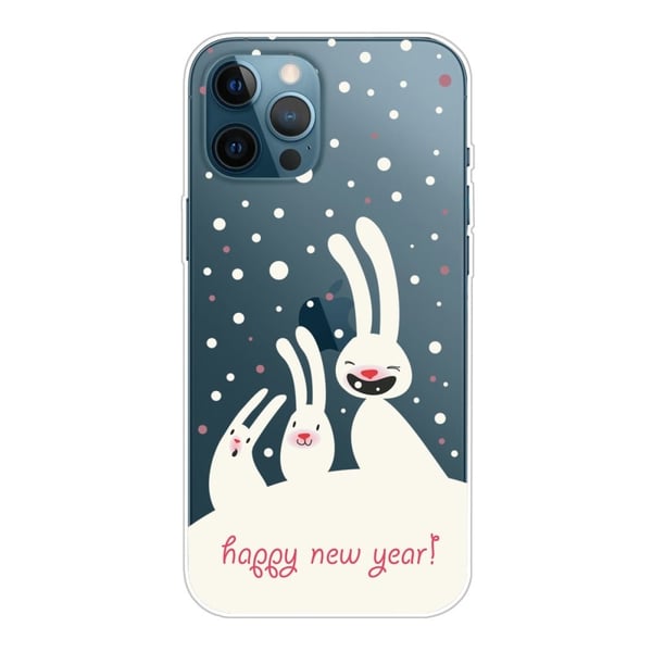 iPhone 16 Pro Max-etui med julemønsterutskrift Mykt, fleksibelt telefondeksel - Kaniner