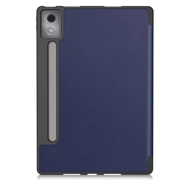 Lenovo Xiaoxin Pad Pro 12.7 (2025) stander etui Stødabsorberende lædercover til tablet med penneåbning - Mørkeblå