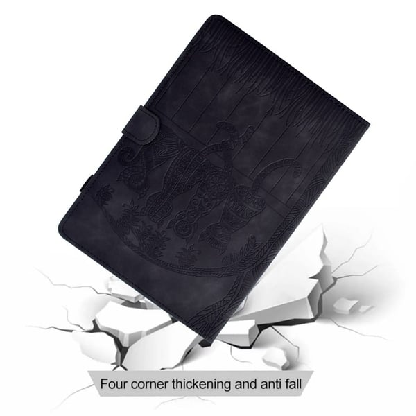 Samsung Galaxy Tab A9+-etui Katter Vegansk lærdeksel med kortspor - Svart