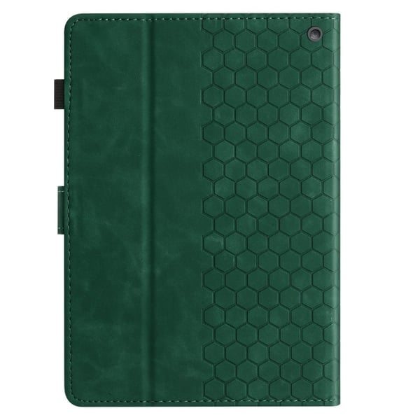 Amazon Kindle Fire Max 11 2023-etui Honeycomb-trykt lærdeksel til nettbrett med kortspor - Grønn
