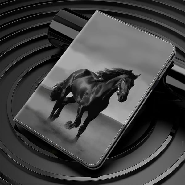 Xiaomi Redmi Pad SE 4G 8.7 tommers Etui Flip Stand Lær Tablet Deksel Mønster Trykt - Svart Hest