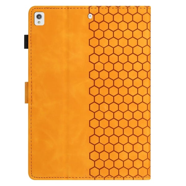 iPad 10.2 (2021) / (2020) / (2019) Etui Honeycomb-trykt lærdeksel til nettbrett med kortspor - Gul