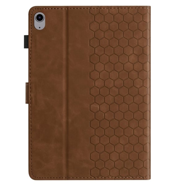 Lenovo Tab P11-etui Honeycomb-trykt lærdeksel til nettbrett med kortspor - Brun