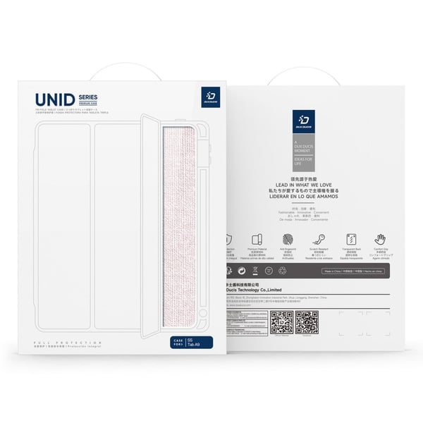 DUX DUCIS Unid Series Samsung Galaxy Tab A9-etui med stativ, støtsikkert + skinnklart nettbrettdeksel - Lyserosa
