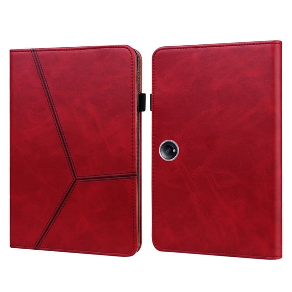 OnePlus Pad 2 / Pad Pro Case Line Painettu Vegaaninahkainen kortinhaltija Tablet Stand Cover - Punainen