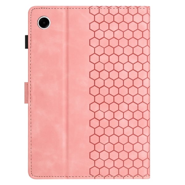 Samsung Galaxy Tab A8 10.5 (2022) / (2021) Etui Honeycomb-trykt lærdeksel til nettbrett med kortspor - Rosa