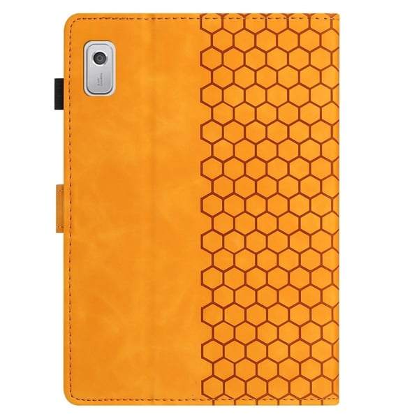 Lenovo Tab P11 Gen 2-etui Honeycomb-trykt lærdeksel til nettbrett med kortspor - Gul