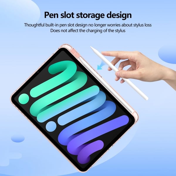 iPad Air 11 (2024) Etui, gjennomsiktig, fleksibelt beskyttelsesdeksel for nettbrett med pennspor - Rosa