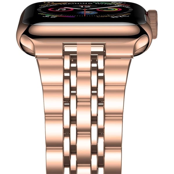 Apple Watch (45 mm) klokkerem med 7 perler i rustfritt stål - Rose Gull