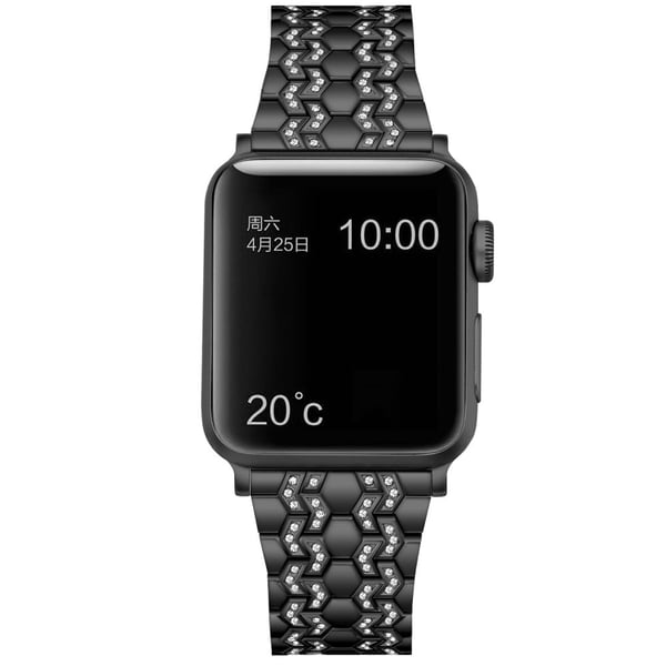 Apple Watch (45 mm) klokkerem med blingende rhinestone-dekor - Svart