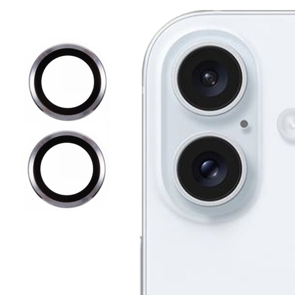 2-pack / Set iPhone 16 / 16 Plus kameran linssin suojus Naarmuuntumaton Corning Gorilla Glass Lens Film - Hopea