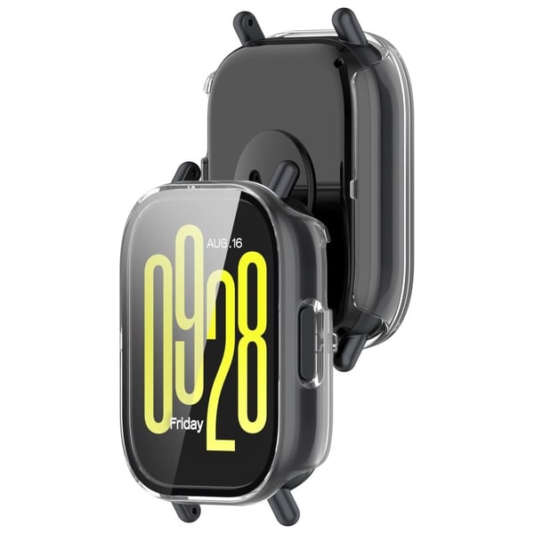 Xiaomi Redmi Watch 5 Active Støtbestandig deksel Klokkeramme-etui med herdet glassskjermfilm - Gjennomsiktig