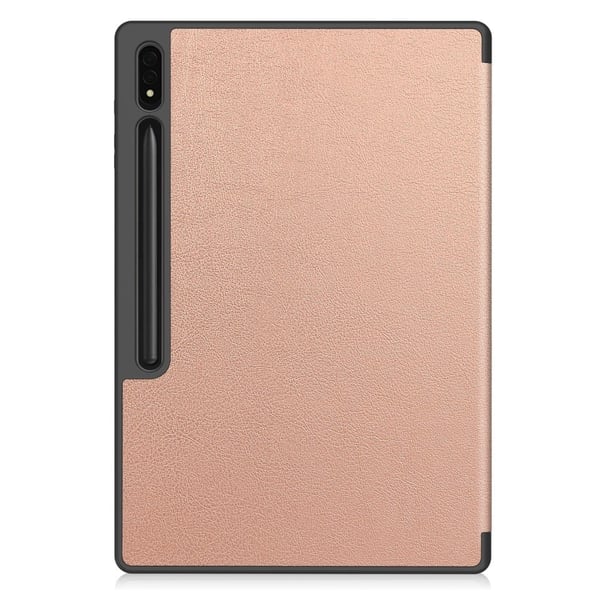 Samsung Galaxy Tab S10 Ultra Stativveske Støtabsorberende lærdeksel til nettbrett med pennspor - Rose Gull