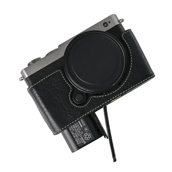 Panasonic Lumix S9-kameraetui med skulderrem Stor utskjæring Litchi Texture PU-beskyttende deksel - Svart