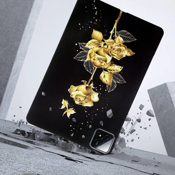 Xiaomi Pad 6S Pro 12.4 Fleksibelt etui med mønsterutskrift av slank nettbrettbeskyttende deksel - Svart Rose