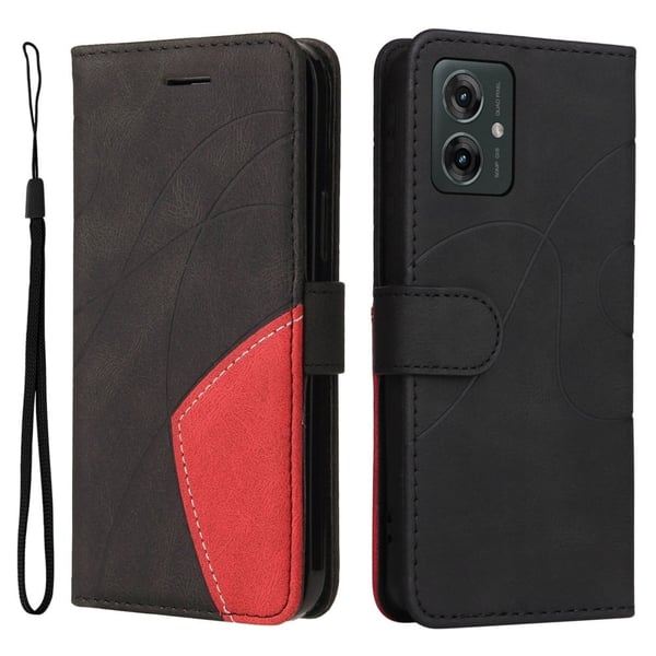 Teksturert læretui med stropp for Motorola Moto G55 - Svart