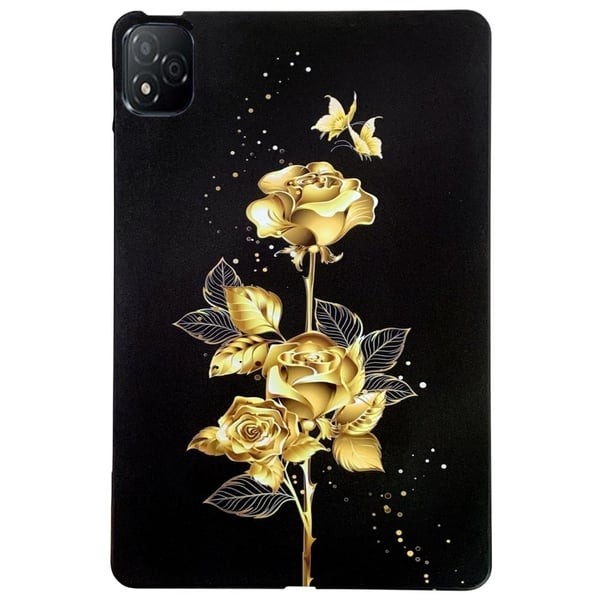 Infinix Xpad fleksibelt etui med mønsterutskrift Slim beskyttelsesdeksel for nettbrett - Gull Sommerfuglrose