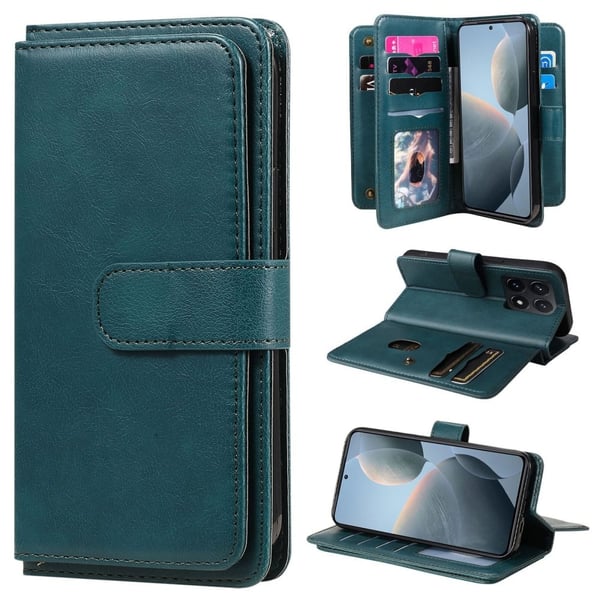 Lommebok-etui med 10 lommeseksjoner for Xiaomi 14T - Grønn