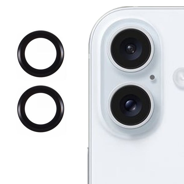 2-pack / Set iPhone 16 / 16 Plus kameran linssin suojus Naarmuuntumaton Corning Gorilla Glass Lens Film - Musta