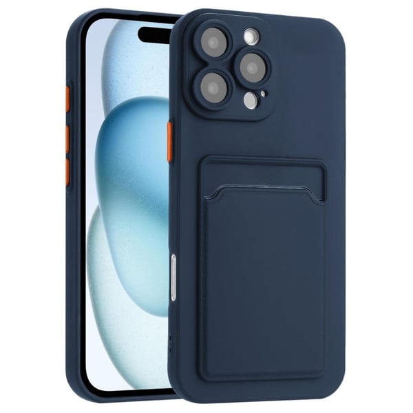 Deksel til kortholder for iPhone 16 Pro Max - Marineblå Deksel til kortholder for iPhone 16 Pro Max - Marineblå